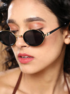 The Malibu Block Oval Sunglass - Onyx Black