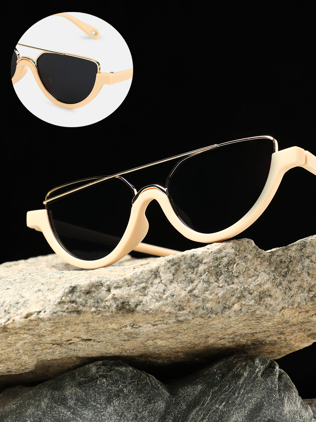 Haute Sauce The Tilted-Bar Cateye Sunglass - Off-White