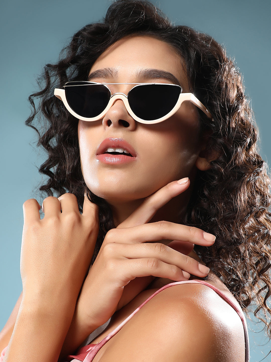 Haute Sauce The Tilted-Bar Cateye Sunglass - Off-White