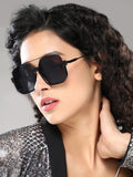 The Layover Rectangular Aviator Sunglass - Onyx Black