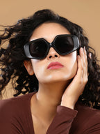 The Chonky-Matte Rectangular Sunglass - Midnight Black