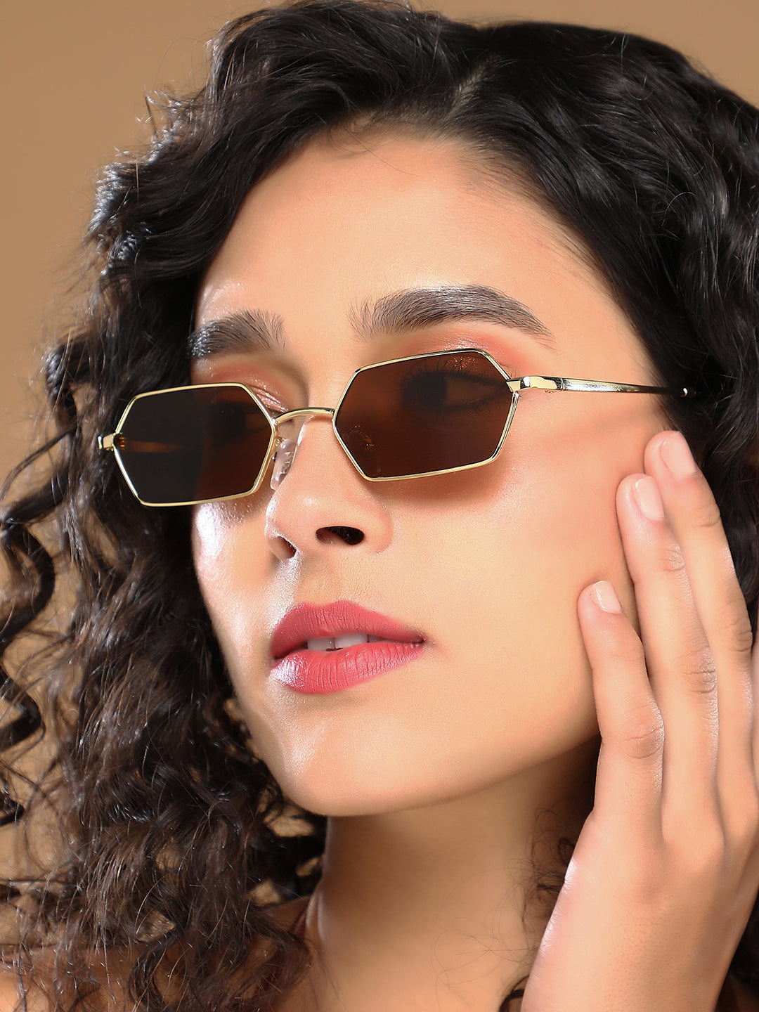 The Bash Geometric Sunglass - Coffee Brown