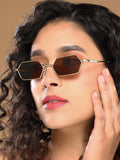 The Bash Geometric Sunglass - Coffee Brown