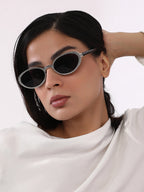 The Dented Oval Sunglass - Metallic Silver