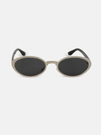 The Dented Oval Sunglass - Metallic Silver