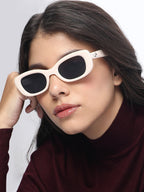 Haute Sauce The Retro Rectangular Sunglass - Daisy White