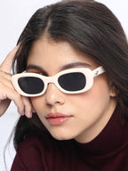 Haute Sauce The Retro Rectangular Sunglass - Daisy White