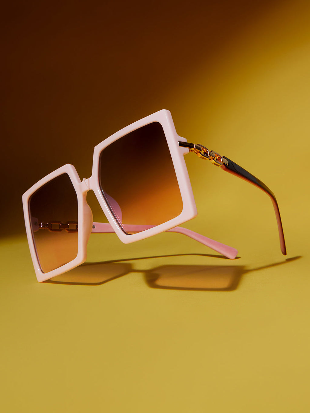 The Aura Oversized Square Sunglass-Blush Pink