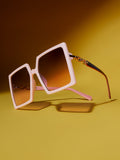 The Aura Oversized Square Sunglass-Blush Pink