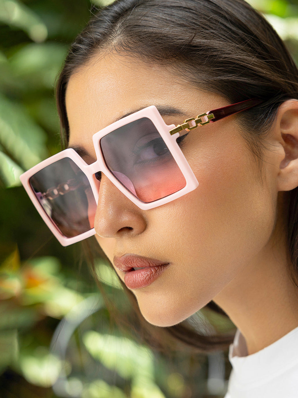 The Aura Oversized Square Sunglass-Blush Pink