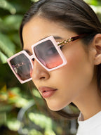 The Aura Oversized Square Sunglass-Blush Pink