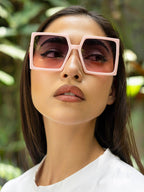 The Aura Oversized Square Sunglass-Blush Pink