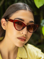 The Diva Cat Eye Sunglass-Ruby Red