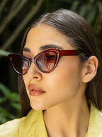 The Diva Cat Eye Sunglass-Ruby Red