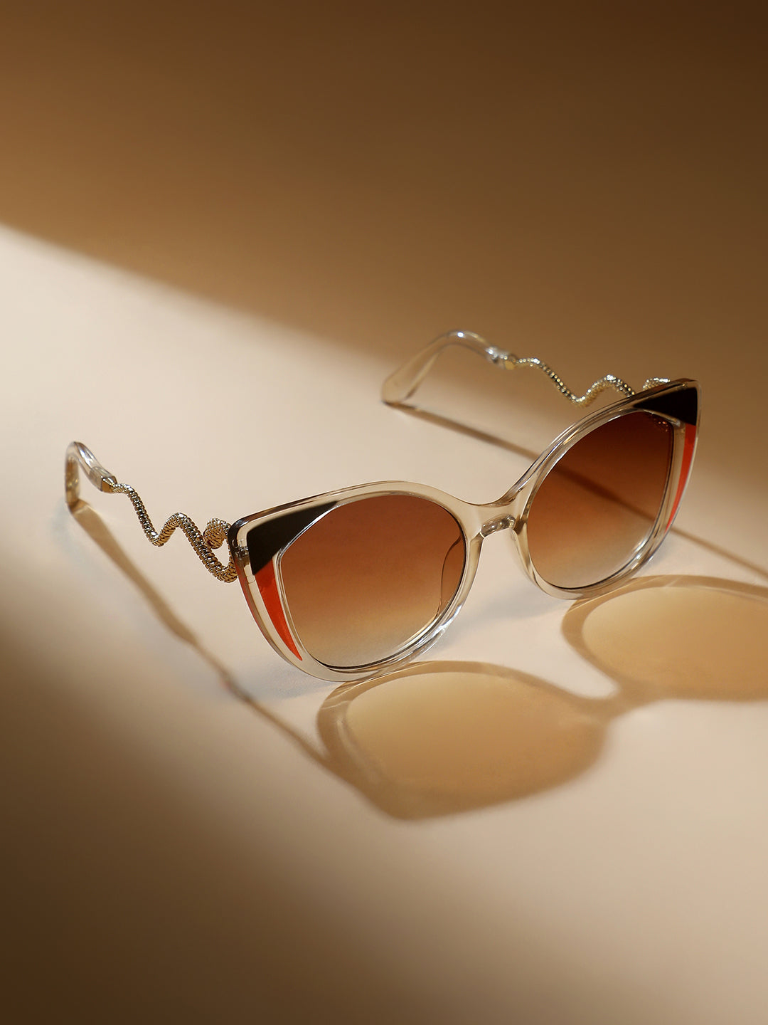 Haute Sauce The Diva Cat Cat-Eye Sunglass-Golden Amber