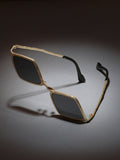 The Edge Rectangular Sunglass-Black Gold