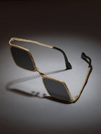 The Edge Rectangular Sunglass-Black Gold