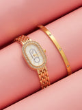 Haute Sauce The-Embellished-Roman-Oval-Watch-With-Bracelet-Combo