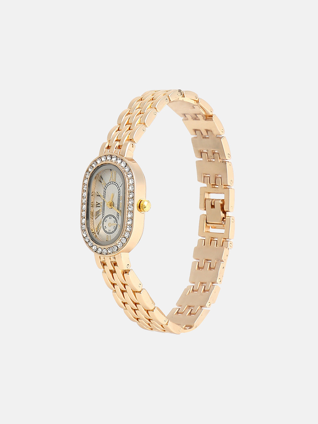 Haute Sauce The-Embellished-Roman-Oval-Watch-With-Bracelet-Combo