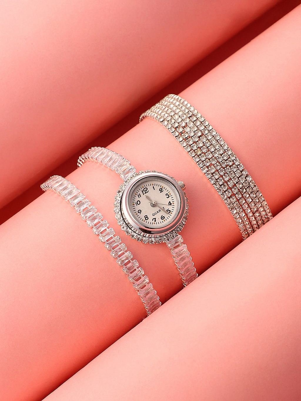 Haute Sauce The-Crystalized-Wrap-Round-Watch--With-Bracelet-Combo