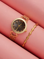 Haute Sauce The-Byzantine-Round-Watch-With-Bracelet-Combo