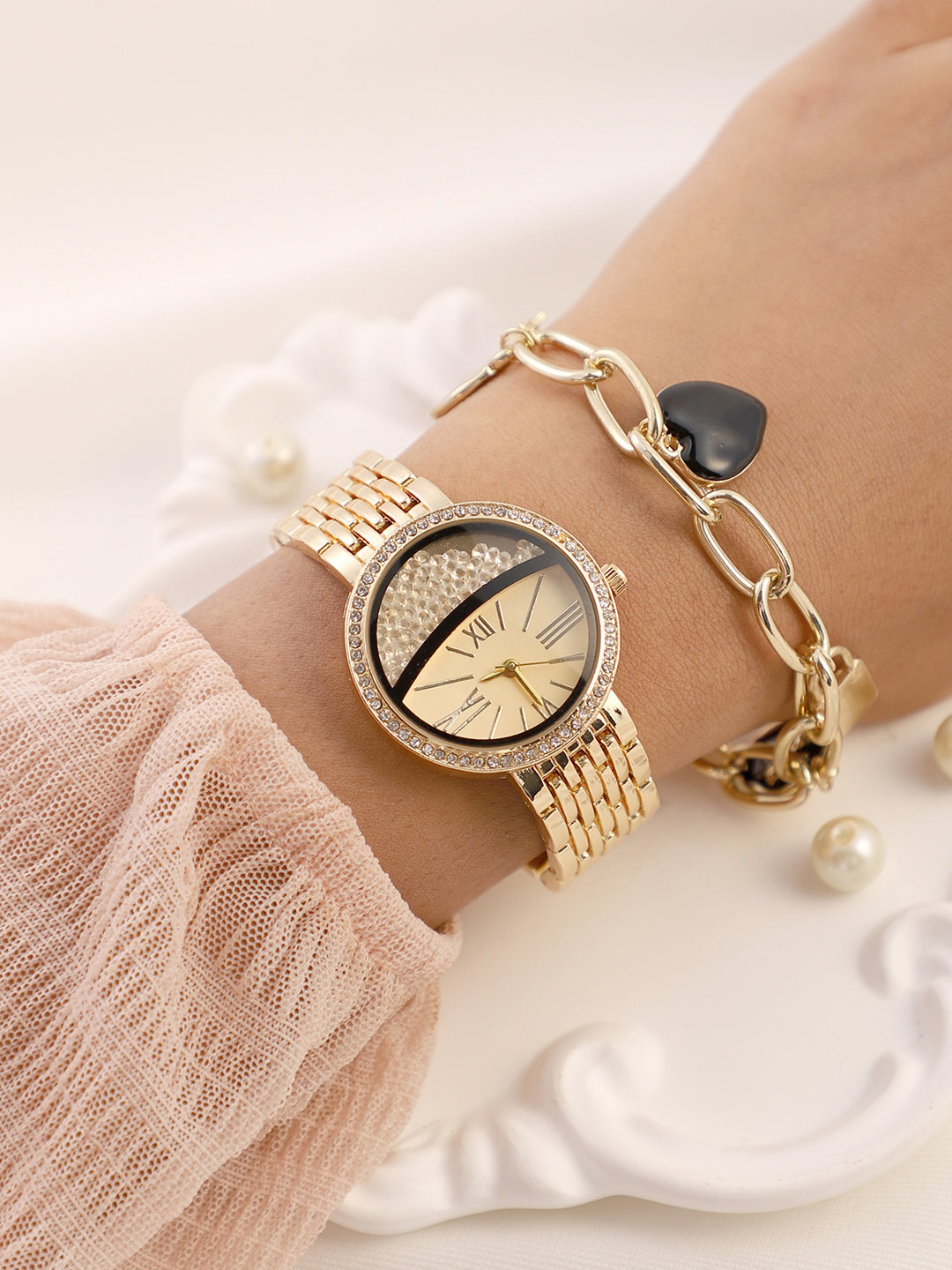 Haute Sauce The-Horizon-Bijou-Round-Watch-With-Bracelet-Combo