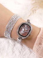 Haute Sauce The-Textured-Square-Watch-With-Bracelet-Combo