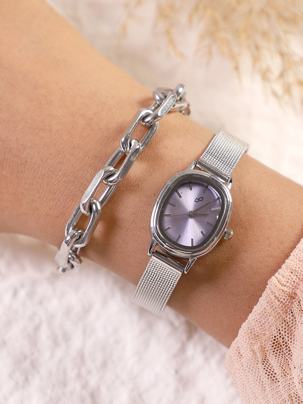 Haute Sauce The-Cosmopolis-Mesh-Rectangular-Watch-With-Bracelet-Combo