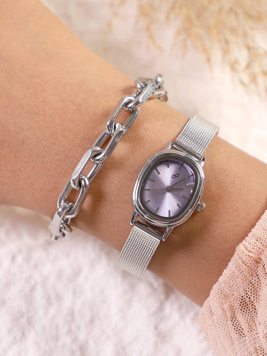 Haute Sauce The-Cosmopolis-Mesh-Rectangular-Watch-With-Bracelet-Combo