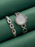 Haute Sauce The-Orne-Roman-Link-Round-Watch-With-Bracelet-Combo