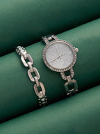 Haute Sauce The-Orne-Roman-Link-Round-Watch-With-Bracelet-Combo