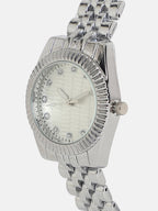 Haute Sauce The-Ribbed-H-Link-Round-Watch-With-Bracelet-Combo