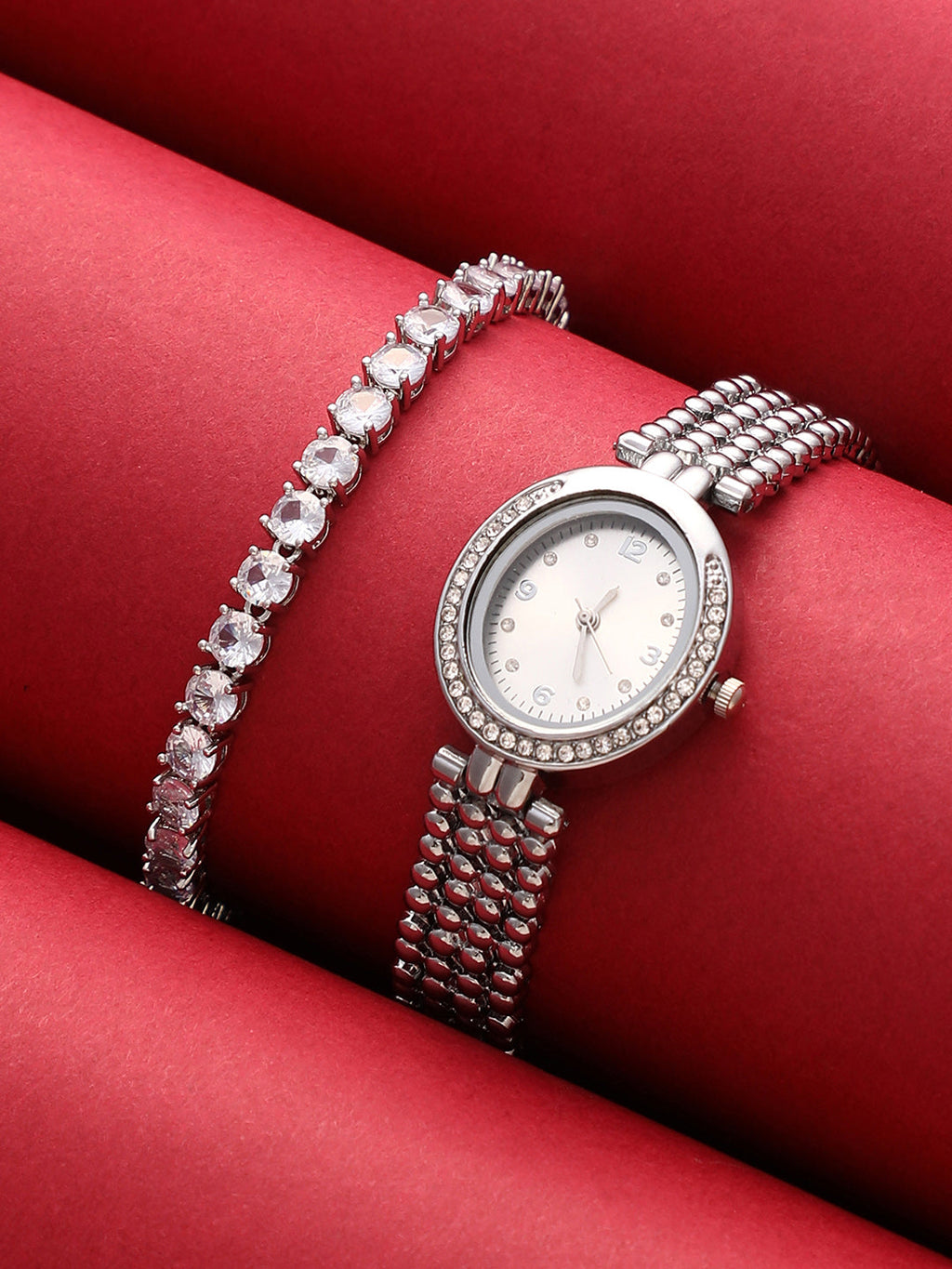 Haute Sauce The-Dotted-Oval-Watch-With-Bracelet-Combo