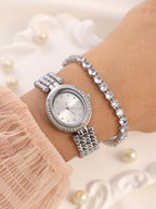 Haute Sauce The-Dotted-Oval-Watch-With-Bracelet-Combo