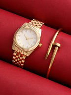 Haute Sauce The-Ribbed-H-Link-Round-Watch-With-Bracelet-Combo