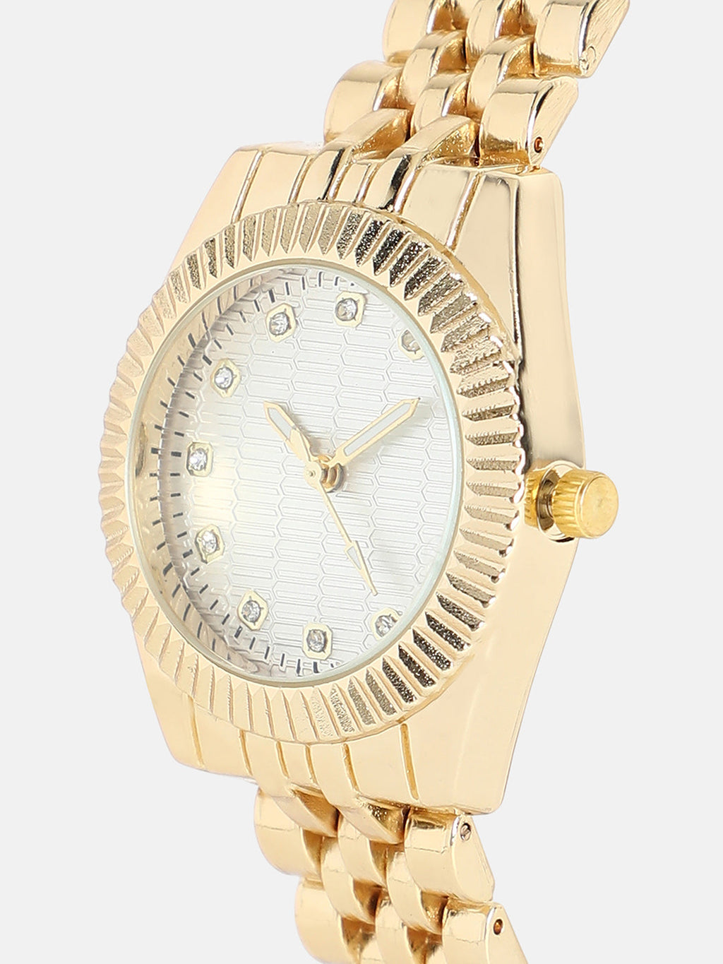 Haute Sauce The-Ribbed-H-Link-Round-Watch-With-Bracelet-Combo