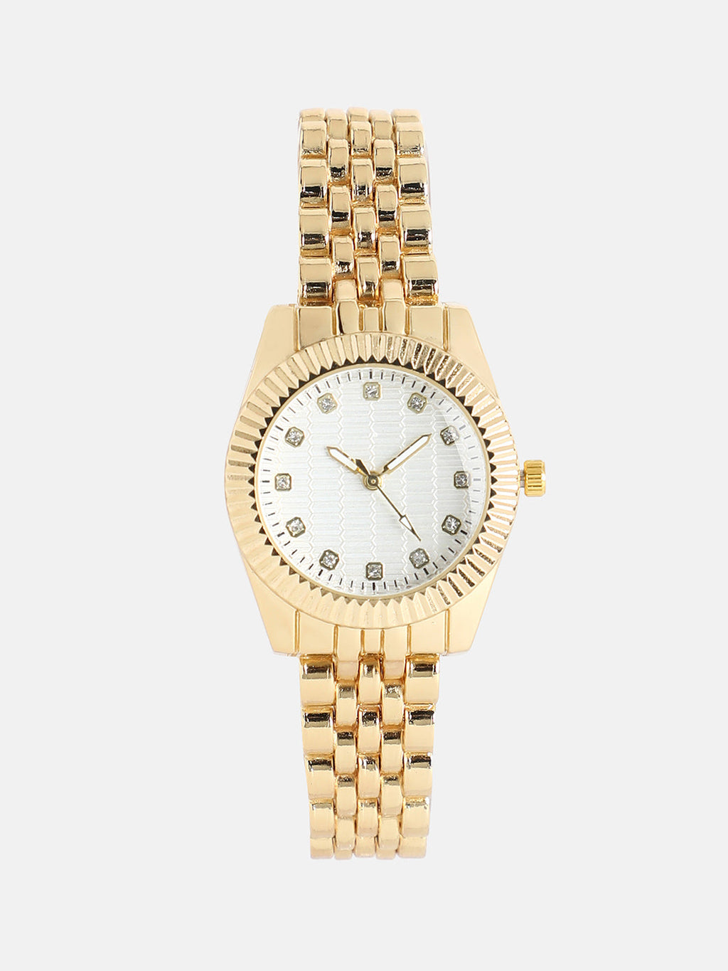 Haute Sauce The-Ribbed-H-Link-Round-Watch-With-Bracelet-Combo