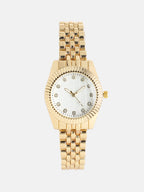Haute Sauce The-Ribbed-H-Link-Round-Watch-With-Bracelet-Combo