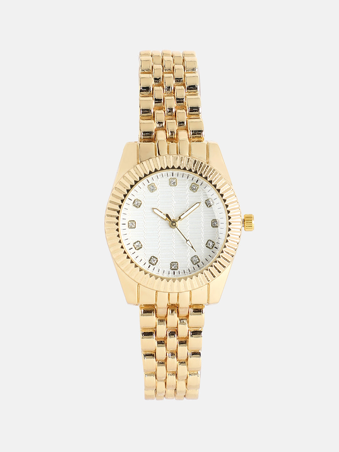 Haute Sauce The-Ribbed-H-Link-Round-Watch-With-Bracelet-Combo