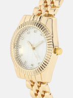 Haute Sauce The-Ribbed-H-Link-Round-Watch-With-Bracelet-Combo