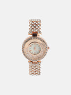 Women's Round Dial Watch With Chain Strap - Rose Gold