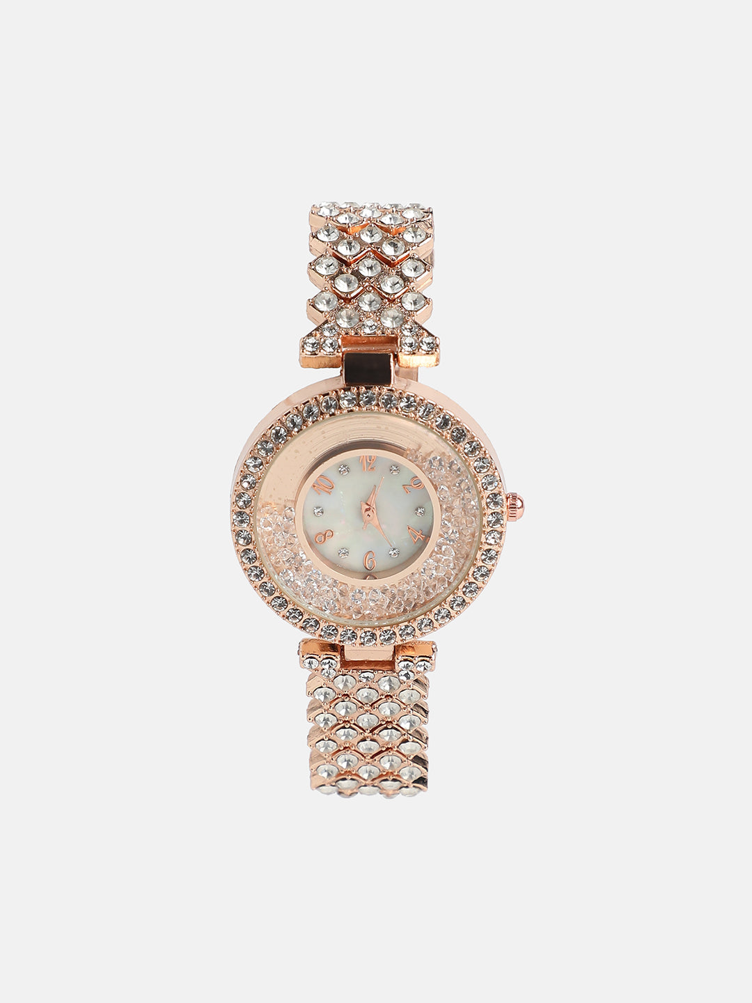Women's Round Dial Watch With Chain Strap - Rose Gold