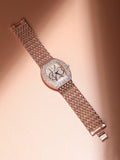 Haute Sauce Women's Oblong Dial Watch With Chain Strap - Rose Gold