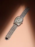Women's Oblong Dial Watch With Chain Strap - Silver & Gold