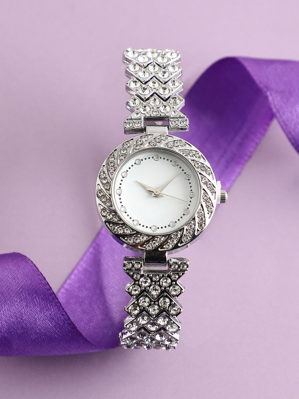 Haute Sauce Embellished Chain Round Watch