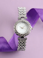 Haute Sauce Embellished Chain Round Watch