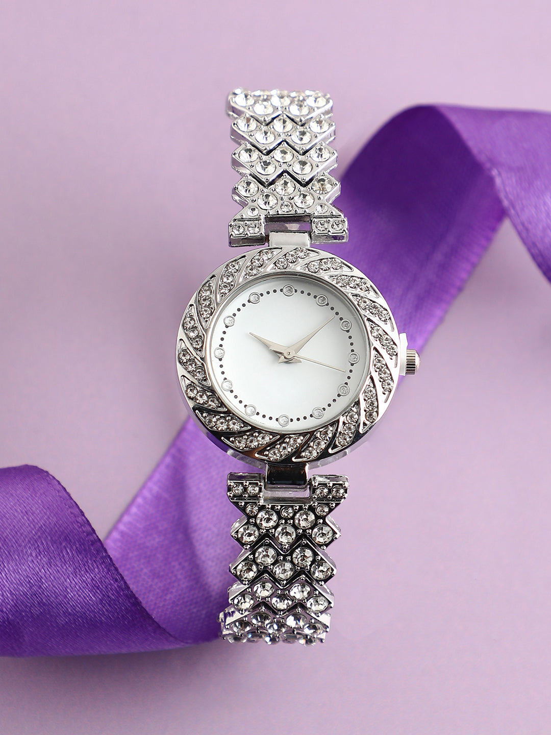 Haute Sauce Embellished Chain Round Watch