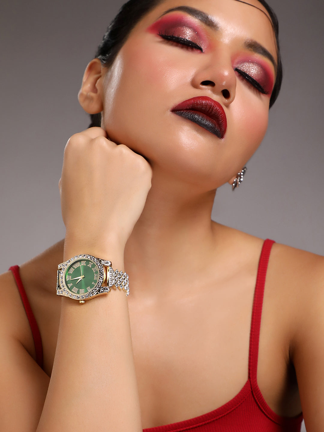 Haute Sauce Embellished Contrast Round Watch