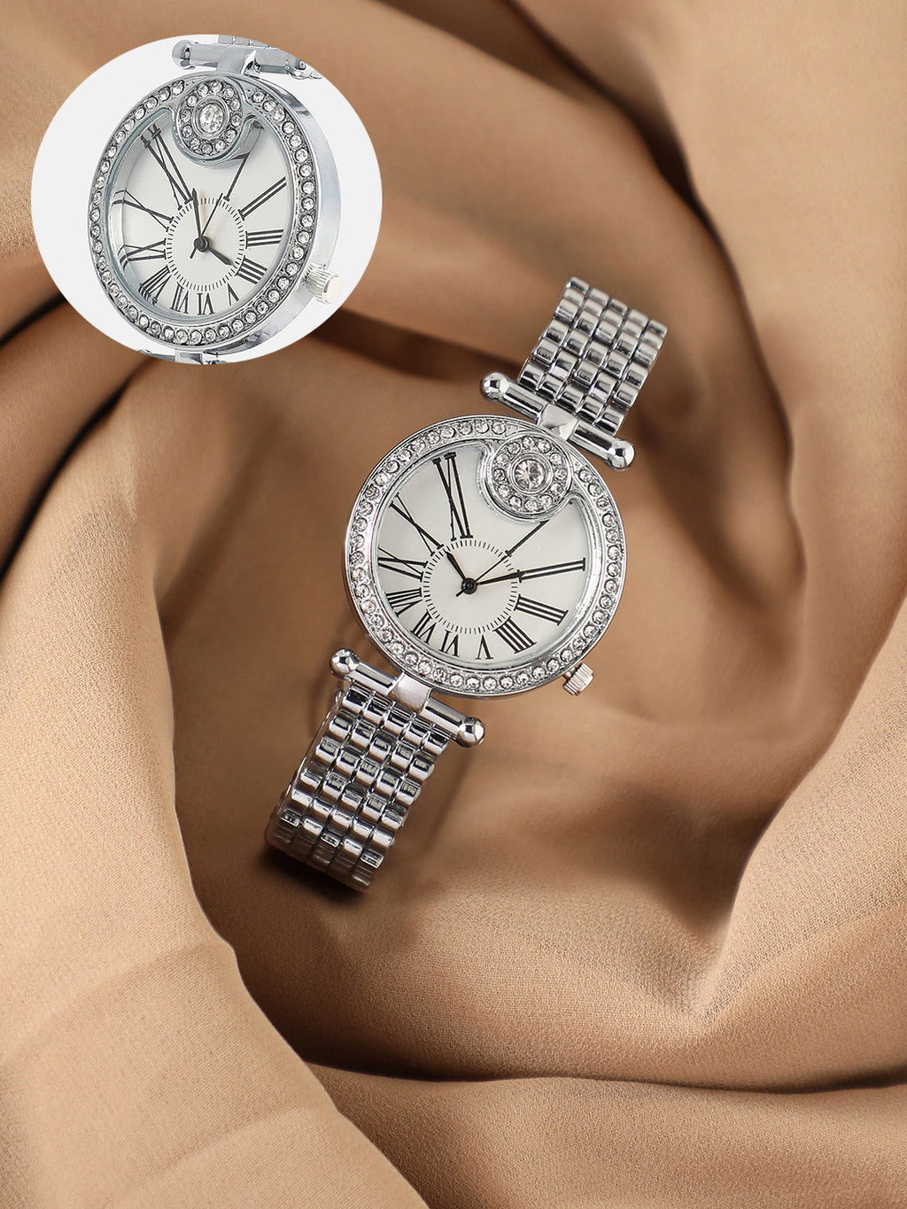 Haute Sauce The Opulent Roman Round Watch - Metallic Silver