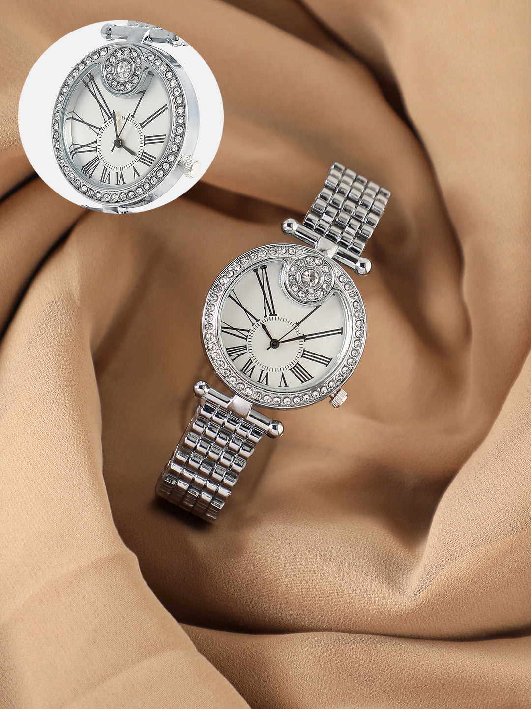 Haute Sauce The Opulent Roman Round Watch - Metallic Silver